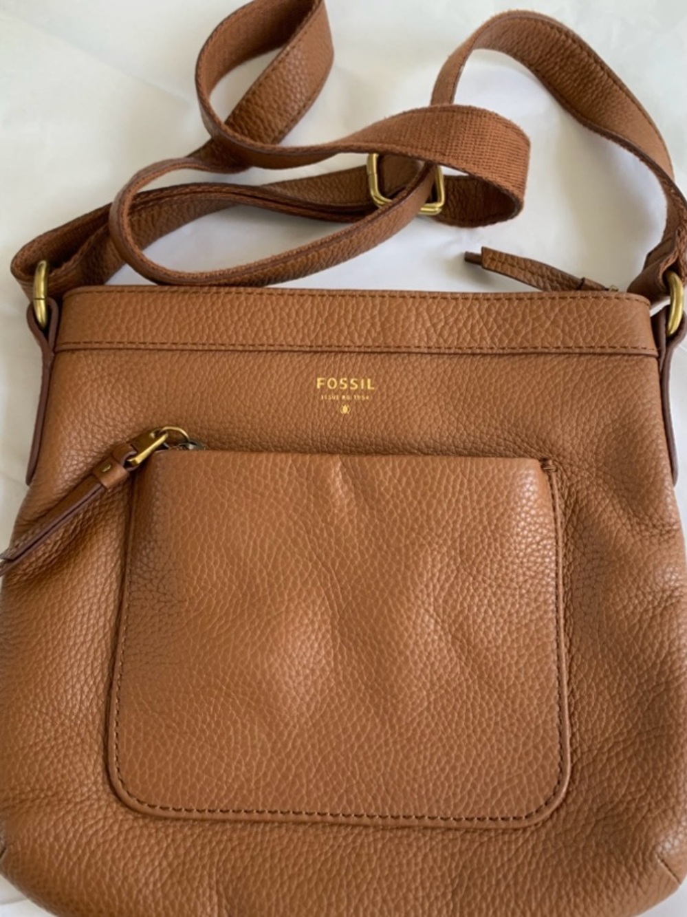 Fossil Tessa Tan Leather Crossbody Bag